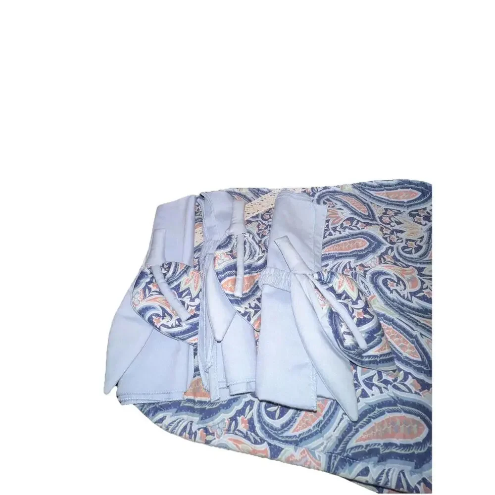 Vintage 90's Handmade Blue Paisley Placemat Cloth Napkin Holder‎ Set 4 Placemats